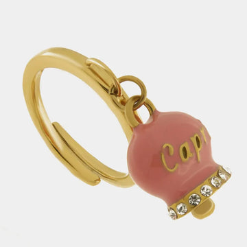 Anello in acciaio con campanella rosa con scritta Capri