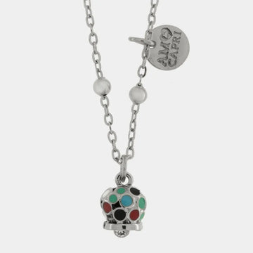 Collana in Acciaio con campanella pendente impreziosita da smalti multicolore