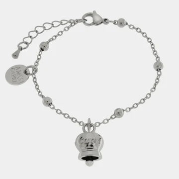 Bracciale in Acciaio con campanella pendente con scritta Capri
