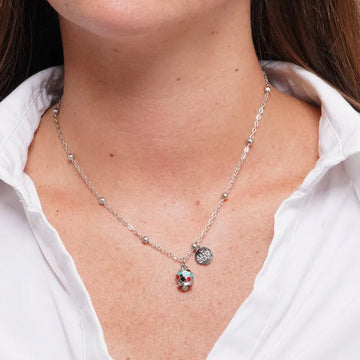 Collana in Acciaio con campanella pendente impreziosita da smalti multicolore
